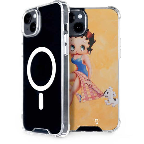 Betty Boop With Puppy Orange Background iPhone 15 MagSafe Case